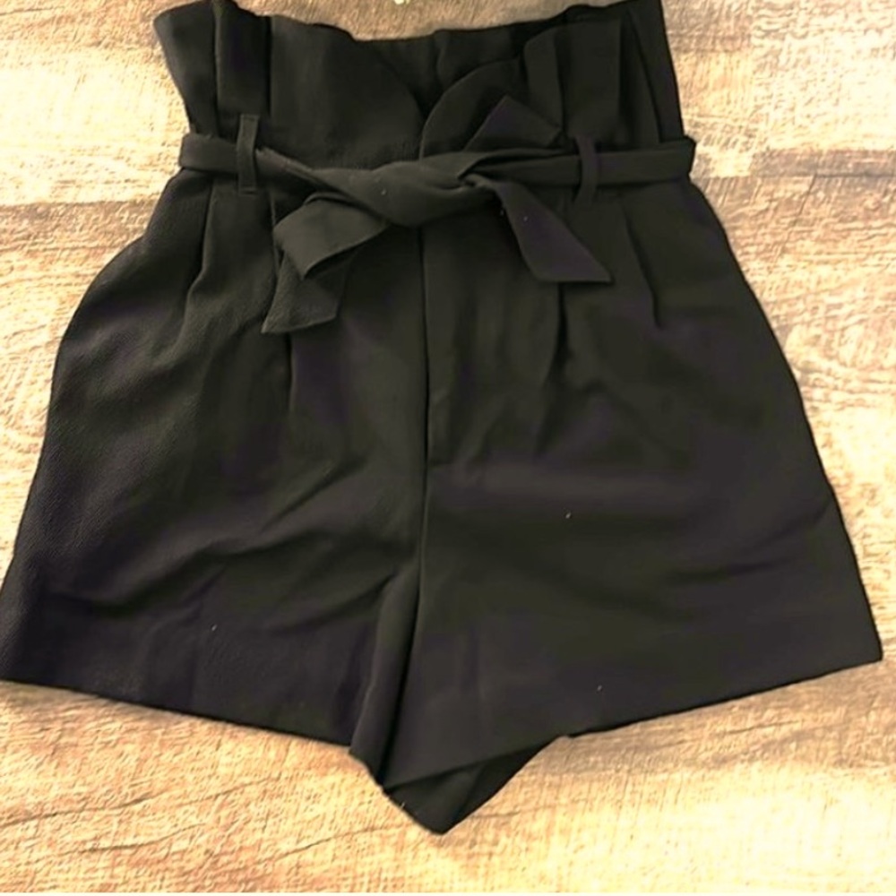 Zara Paperbag Women's Black High-Waisted Shorts